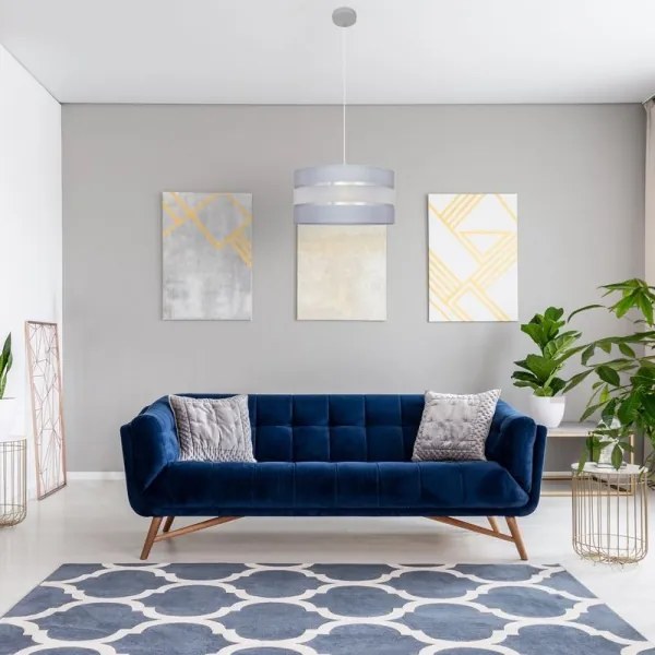 Luster na lanku HELEN 1xE27/15W/230V pr. 40 cm šedá/strieborná