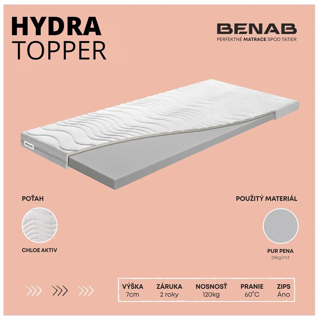 Vrchný matrac / Topper Benab Hydra 200x90 cm (T4). Akcia -10%. Vlastná spoľahlivá doprava až k Vám domov. 763380