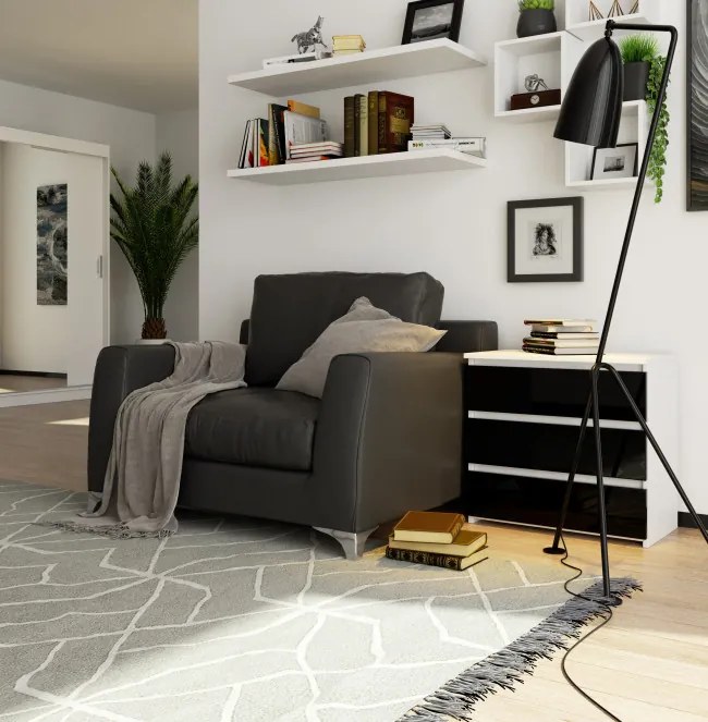 Nočný stolík CL3 60 cm biely / čierny, lesk
