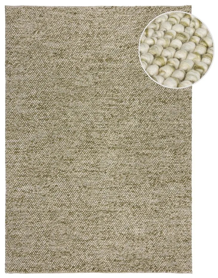 Kaki ručne tkaný koberec s prímesou vlny 80x150 cm Minerals – Flair Rugs
