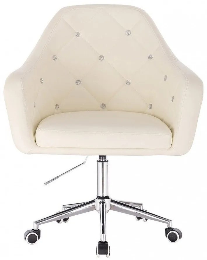 LuxuryForm DESIGN Kreslo ROMA na striebornej podstave s kolieskami - krémové