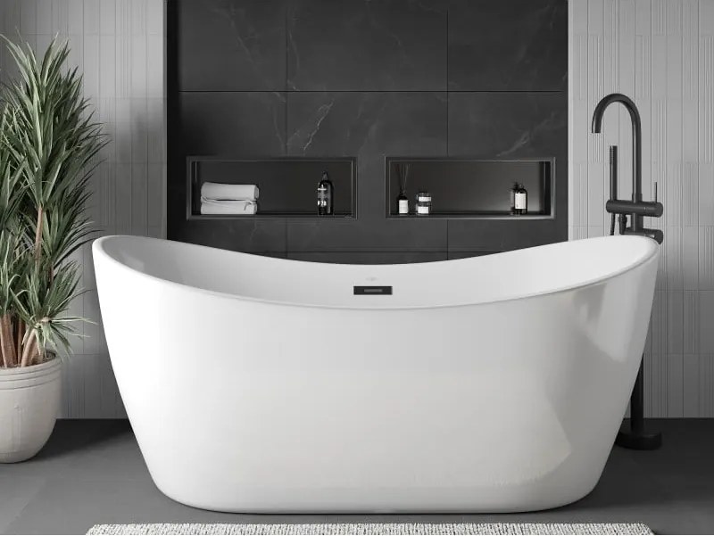 Mexen X-Wall-R, polica na zapustenie s prírubou  60 x 20 cm, grafitová matná - 19E0602010