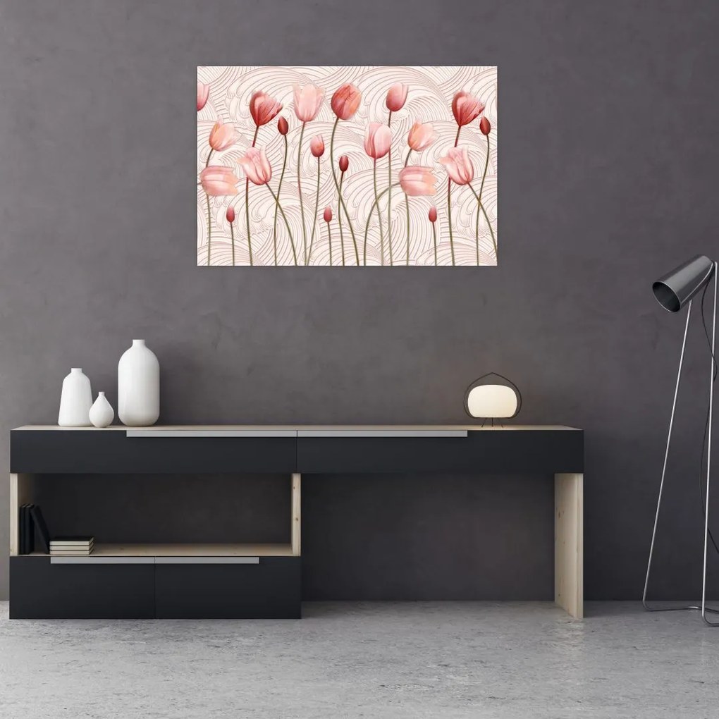 Obraz - Ružové tulipány (90x60 cm)