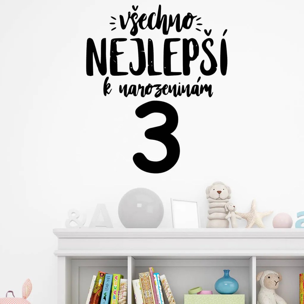 Veselá Stena Samolepka Všetko najlepšie Farba: hnědá, Veľkosť: 60 x 50 cm