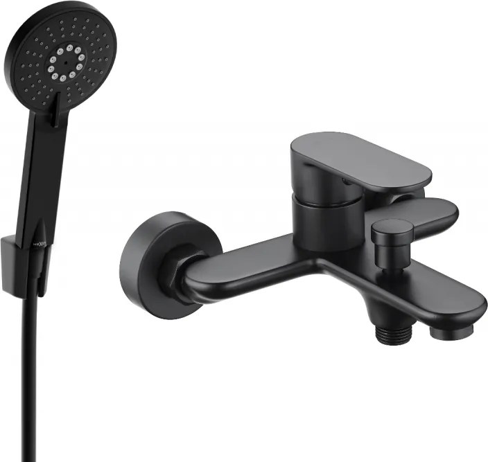 Mexen Milo R40 vaňová batéria so sprchovacím setom, čierna - 7133R40-70
