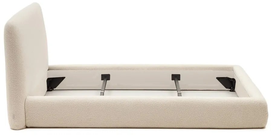 Béžová čalúnená dvojlôžková posteľ 160x200 cm Martina – Kave Home