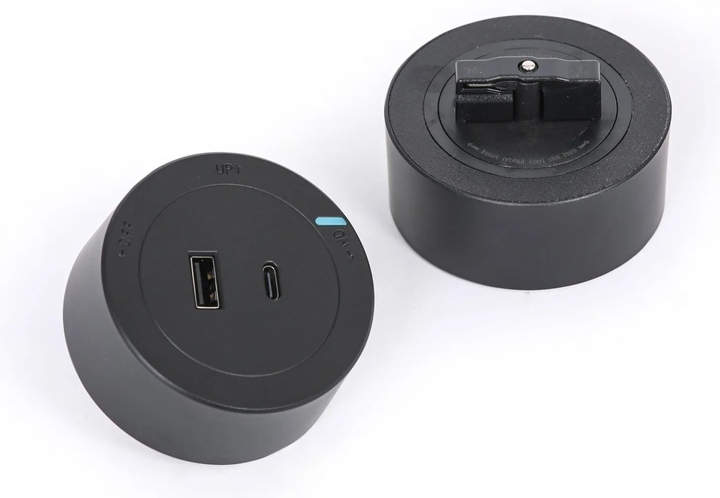 Zásuvka USB-A + USB-C pre zásuvkové lišty, čierna