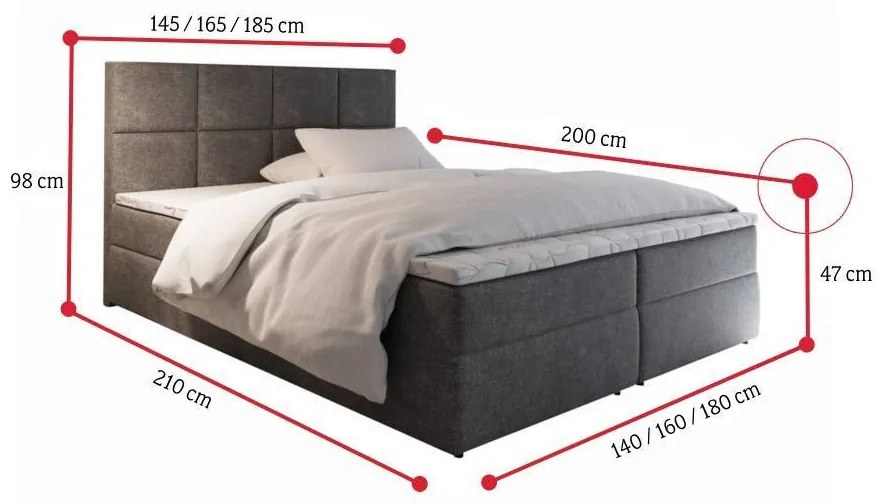 Čalúnená posteľ boxspring LENY - cosmic 800 / 180x200 / nie