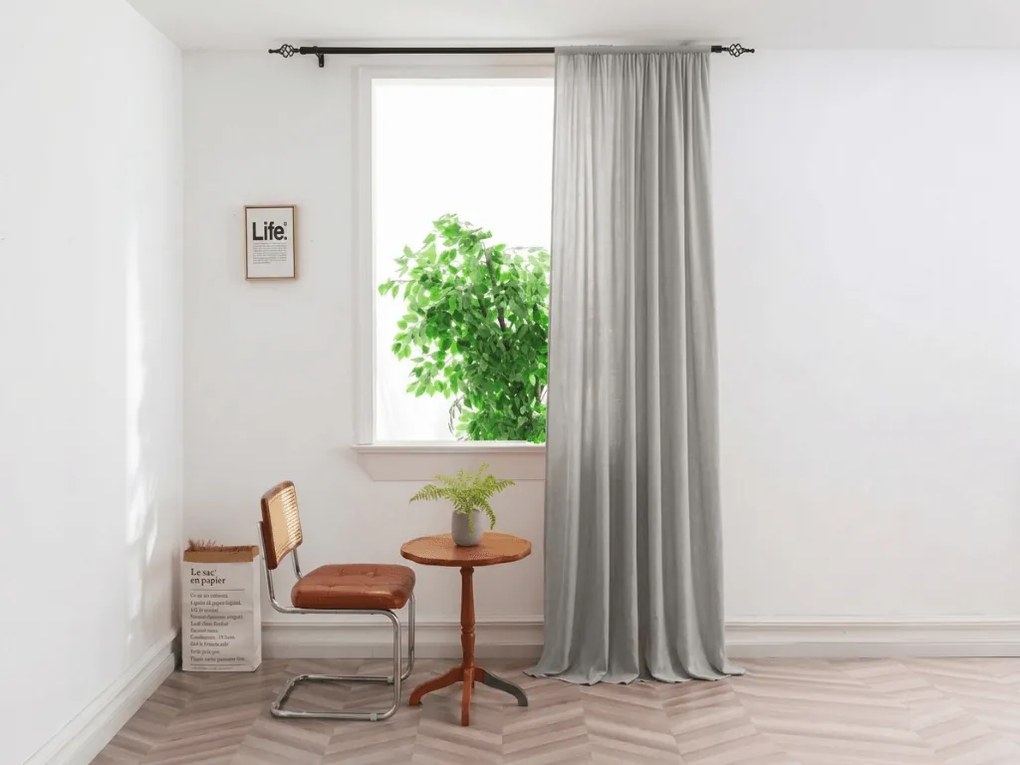 Záves TAVIO 140x250 cm, svetlosivý Zavesenie: Kovové krúžky