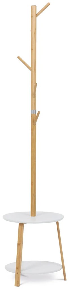 Autronic - Věšák dřevěný stojanový, masiv bambus, bílá barva + přírodní odstín - DR-N1004 WT