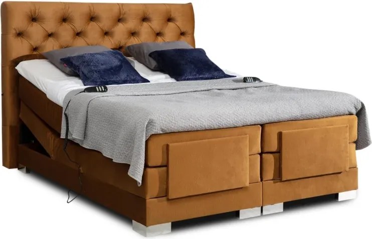 Kontinentálna posteľ CARLINO boxspring s elektrickým polohovaním 200x180, zelená (kronos 19)