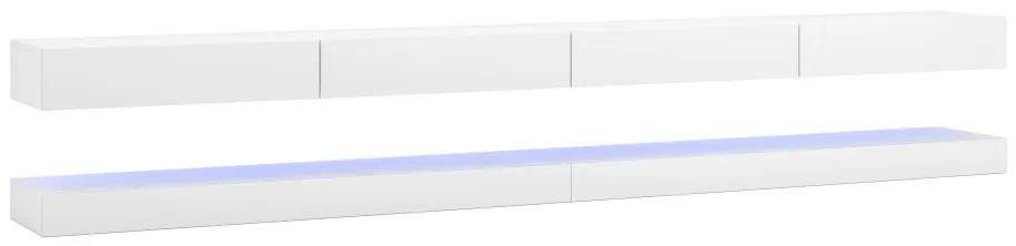 TV stolík Fly double s LED osvetlením biely