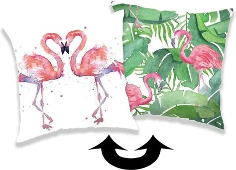 Jerry Fabrics Obliečka na vankúšik s flitrami Flamingo 01, 40 x 40 cm