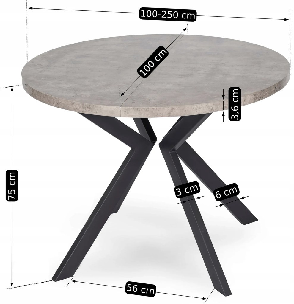 PROXIMA.store - Okrúhly stôl LUKAS FARBA: sivá