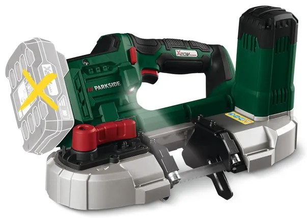 Parkside® Aku pásová píla 20 V Pmba 20-Li A1 + Akumulátor 20 V/2 Ah PAP 20 B1 + Nabíjačka na akumulátor 20 V/2,4 A PLG 20 C1 (800011680)