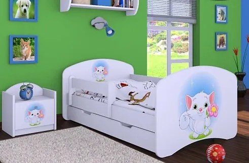 MAXMAX Detská posteľ so zásuvkou 180x90cm MAČIČKA S KVETINKOU