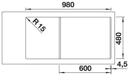 Blanco Adira XL 6 S, silgranitový drez 1000x500x200 mm, 1-komorový, sivá skala, BLA-527619