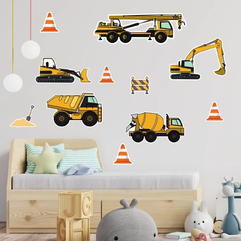 PIPPER. Textilná nálepka na stenu "Pracovné stroje"