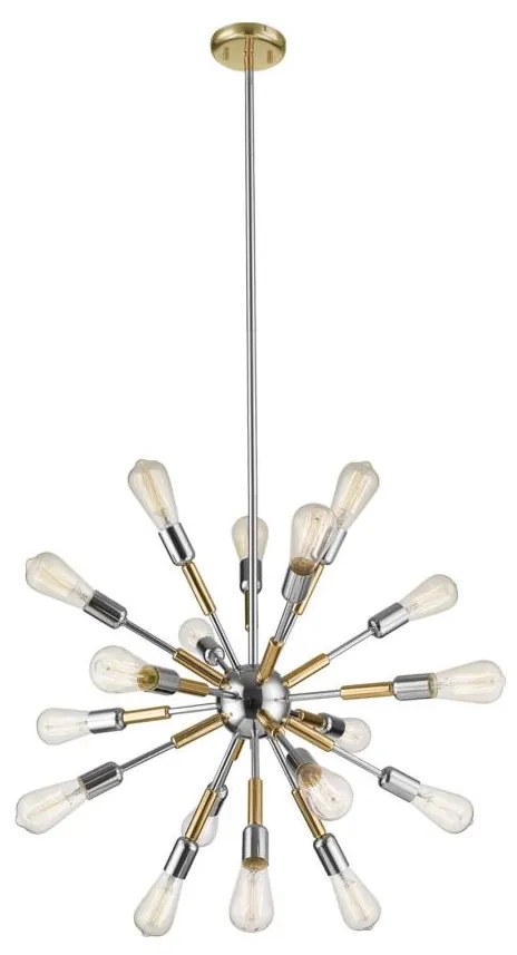 Klausen 109001 - Luster na tyči COMET 18xE27/11W/230V lesklý chróm/zlatá