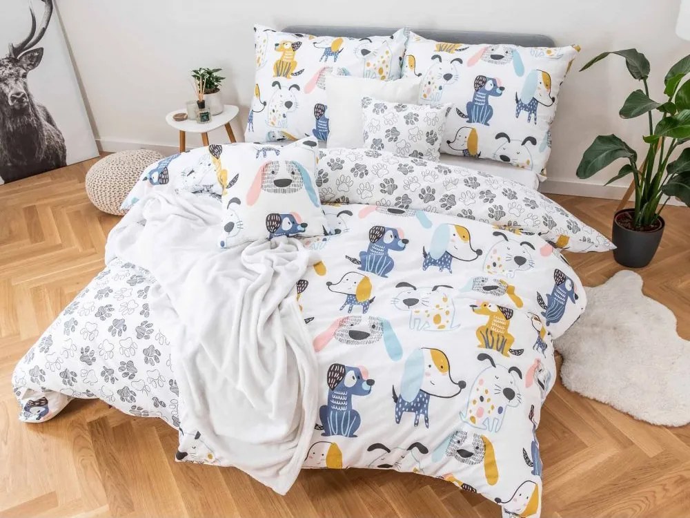 Predĺžené bavlnené obliečky Dita – Dogs + malá obliečka na vankúšik