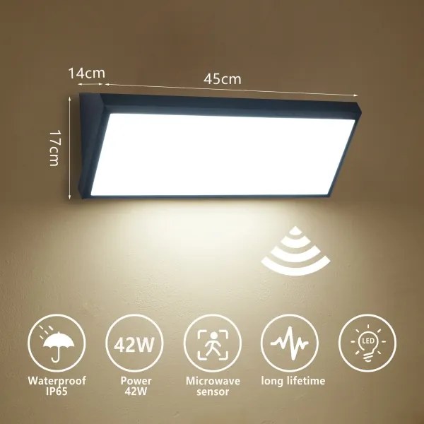 Brilagi - LED vonkajšie nástenné svietidlo so senzorom TRIANGLE LED/42W/230V čierne IP65