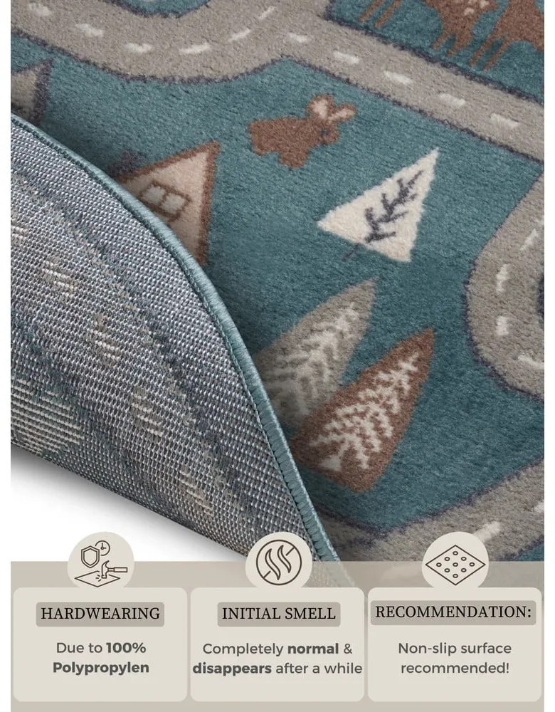 Detský koberec v petrolejovomodrej farbe ø 140 cm Streets – Hanse Home