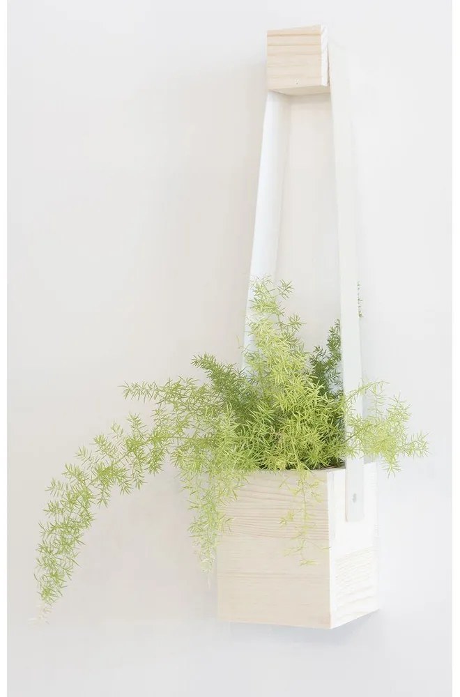 Biely kvetináč z jedľového dreva Surdic Colgantes, 17 x 62 cm