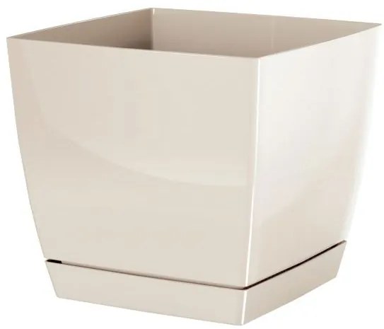 Prosperplast Coubi Square Kvetináč s miskou krémový, varianta 12 cm