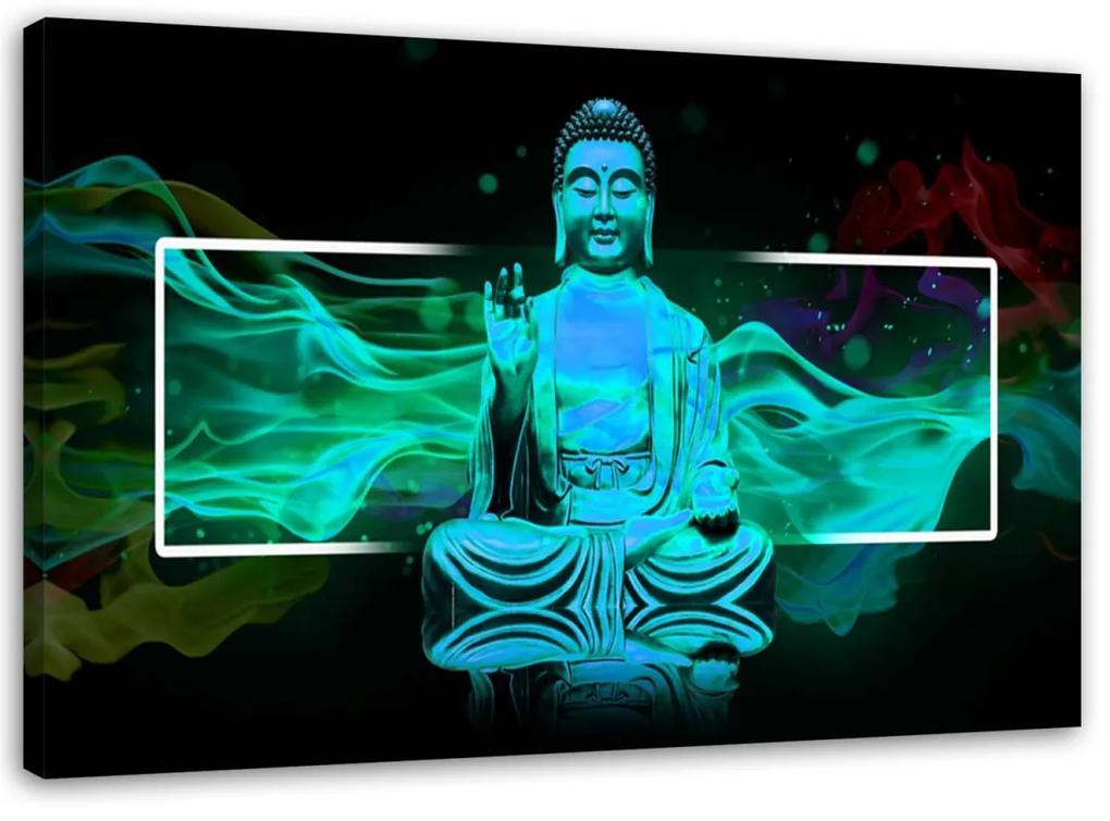 Obraz na plátně Meditující Buddha Zen Tyrkysová - 100x70 cm