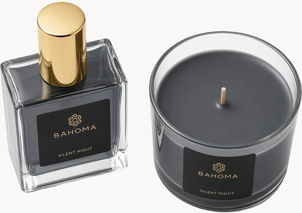 Izbový sprej a vonná sviečka Silent Night, 2 ks (Tangerine, Nutmeg, Bay Berry)