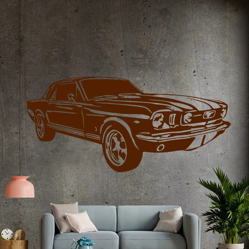 Veselá Stena Samolepka Automobil Ford Mustang Farba: ružová, Veľkosť: 60 x 28 cm