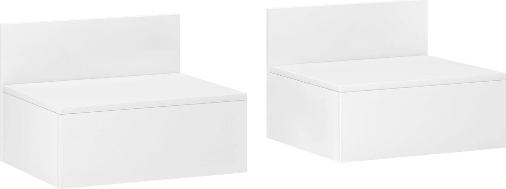 HOMCOM Set 2 Závesných Nočných Stolíkov s Šuflíkom 43x36.5x30.5 cm Biela | Aosom