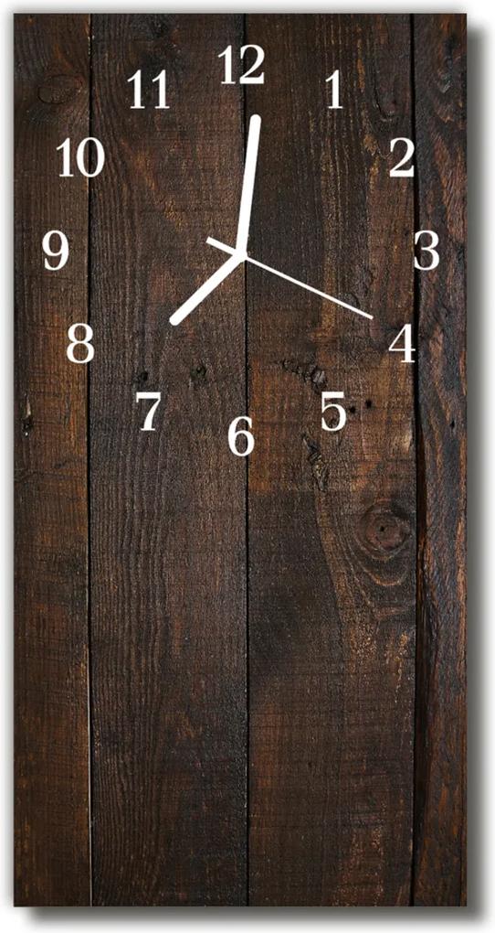 Sklenené hodiny vertikálne  hnedé drevo