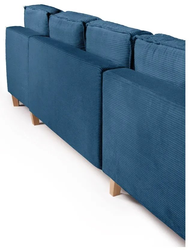 Modrá menčestrová rozkladacia rohová pohovka (ľavý roh/do tvaru "U") Tori – Bonami Selection