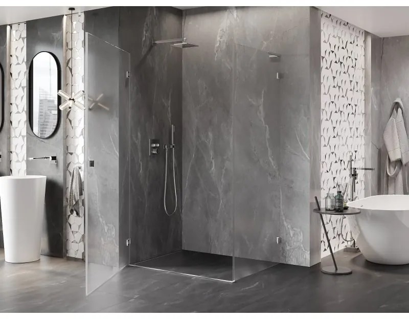 Mexen Lunar-B L, 1-krídlový sprchový kút, ľavý, 90 x 80 cm, 8mm číre sklo, chrómový profil, 832L-090-080-01-00-L