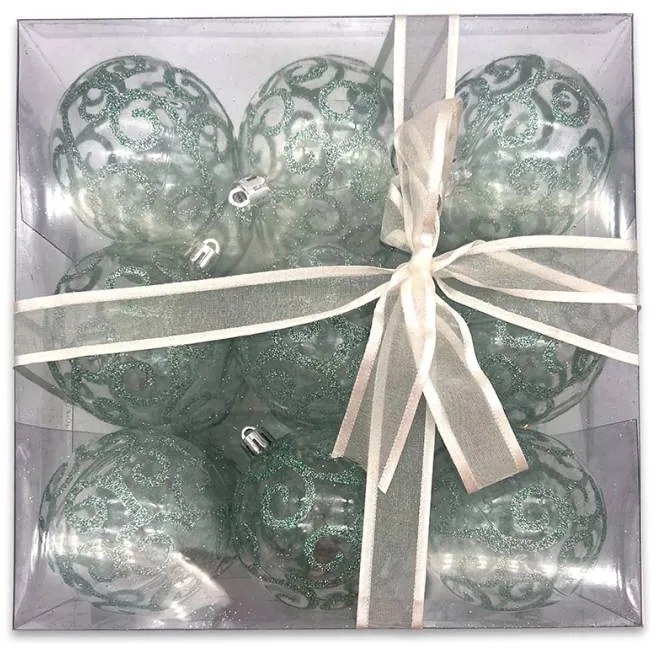 DECOLED Plastové ozdoby, d. 7 cm, 18 ks, tyrkysová