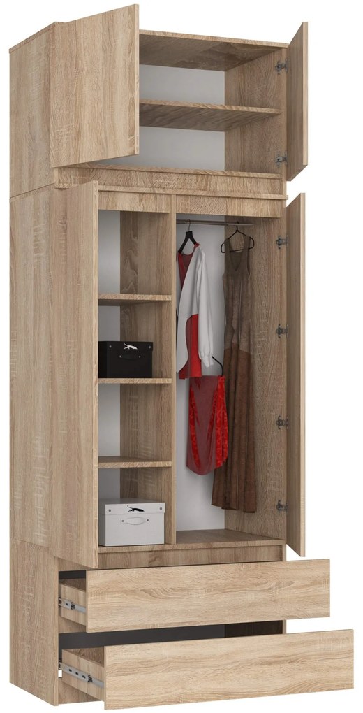 Šatní skříň s nástavcem Star 90 cm dub sonoma