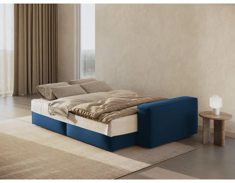 Tmavomodrá zamatová rozkladacia/s úložným priestorom pohovka 247 cm Jodie – Micadoni