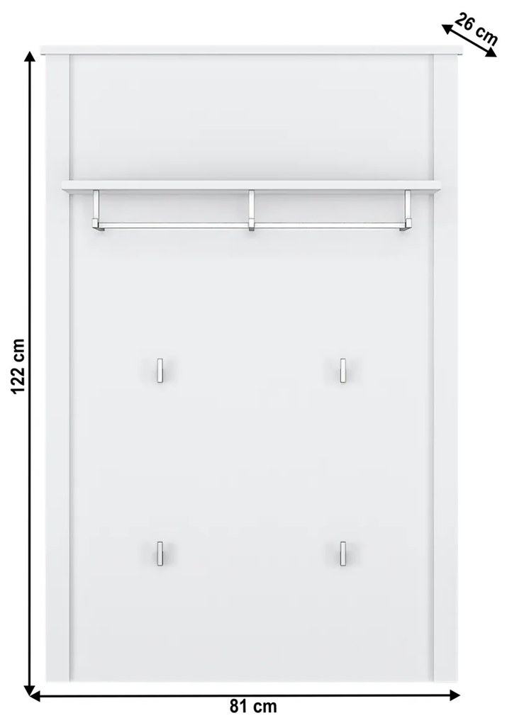 Věšákový panel OLJE 80, biela