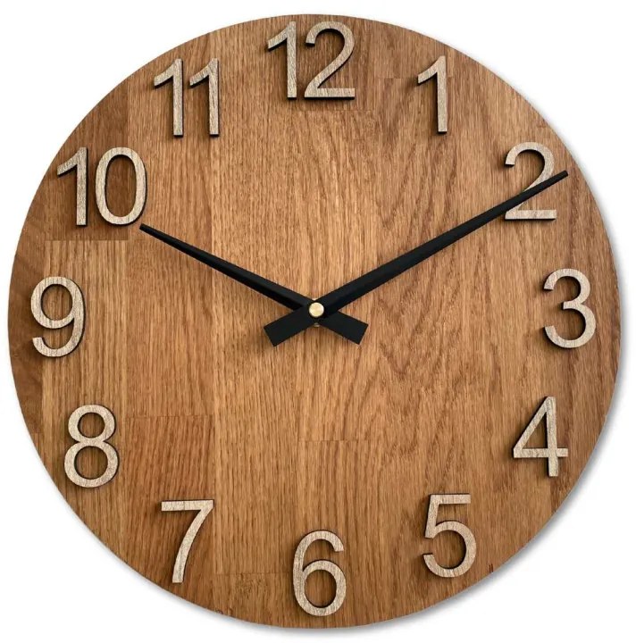 Dubové hodiny na stenu s veľkými číslicami I SENTOP MAS017-3072-black-hands