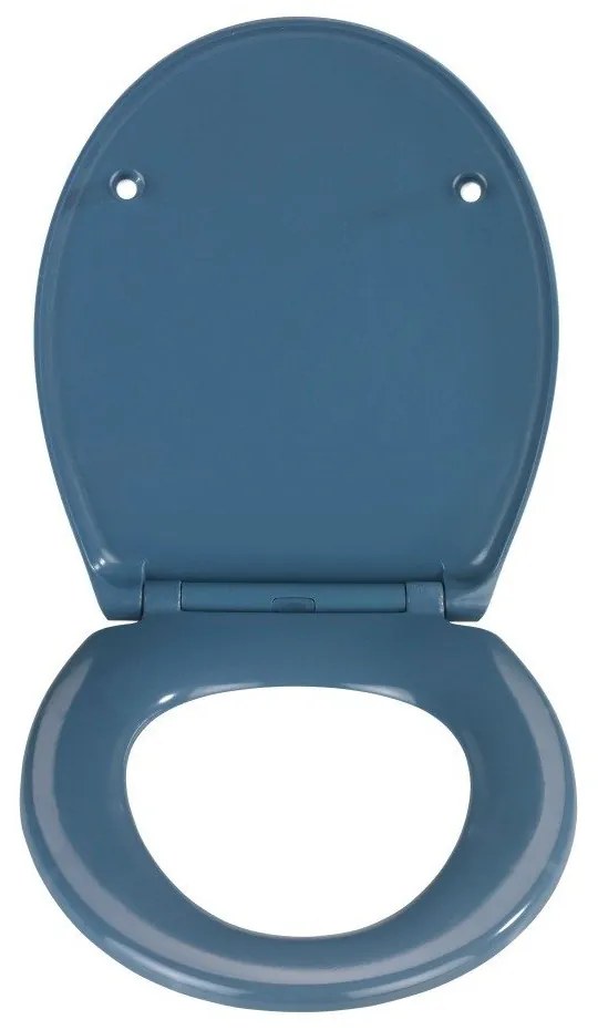 Tmavomodré WC sedadlo s jednoduchým zatváraním Wenko Samos, 44,5 x 37,5 cm