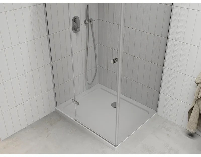 Mexen Roma, sprchovací kút 110 (dvere) x 80 (stena) cm, 6mm číre sklo, chrómový profil + slim sprchová vanička 5cm, 854-110-080-01-00-4010