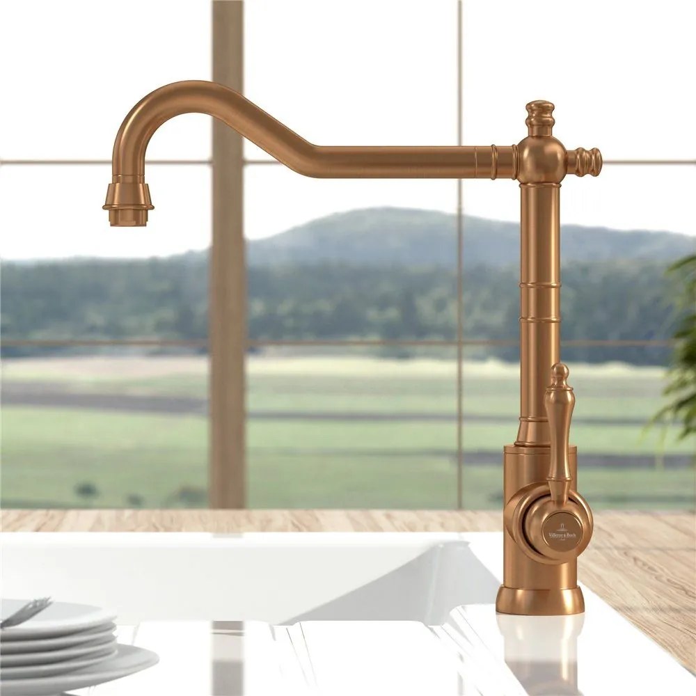 VILLEROY &amp; BOCH Avia 2.0 páková drezová batéria, výška výtoku 235 mm, bronz kartáčovaný, 92400004