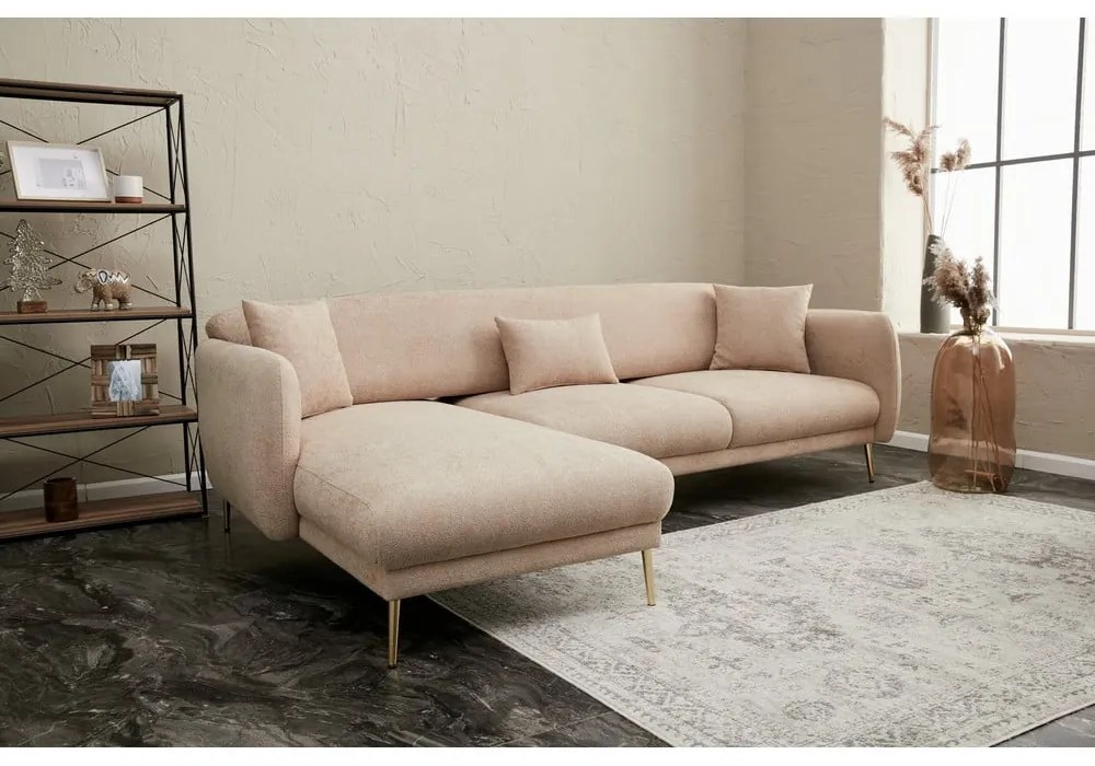 Béžová rohová pohovka (ľavý roh/s leňoškou) Simena – Balcab Home