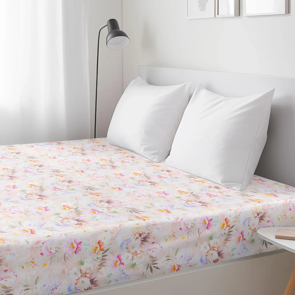 Goldea bavlnená napínacia plachta deluxe - divoké kvety 80 x 160 cm