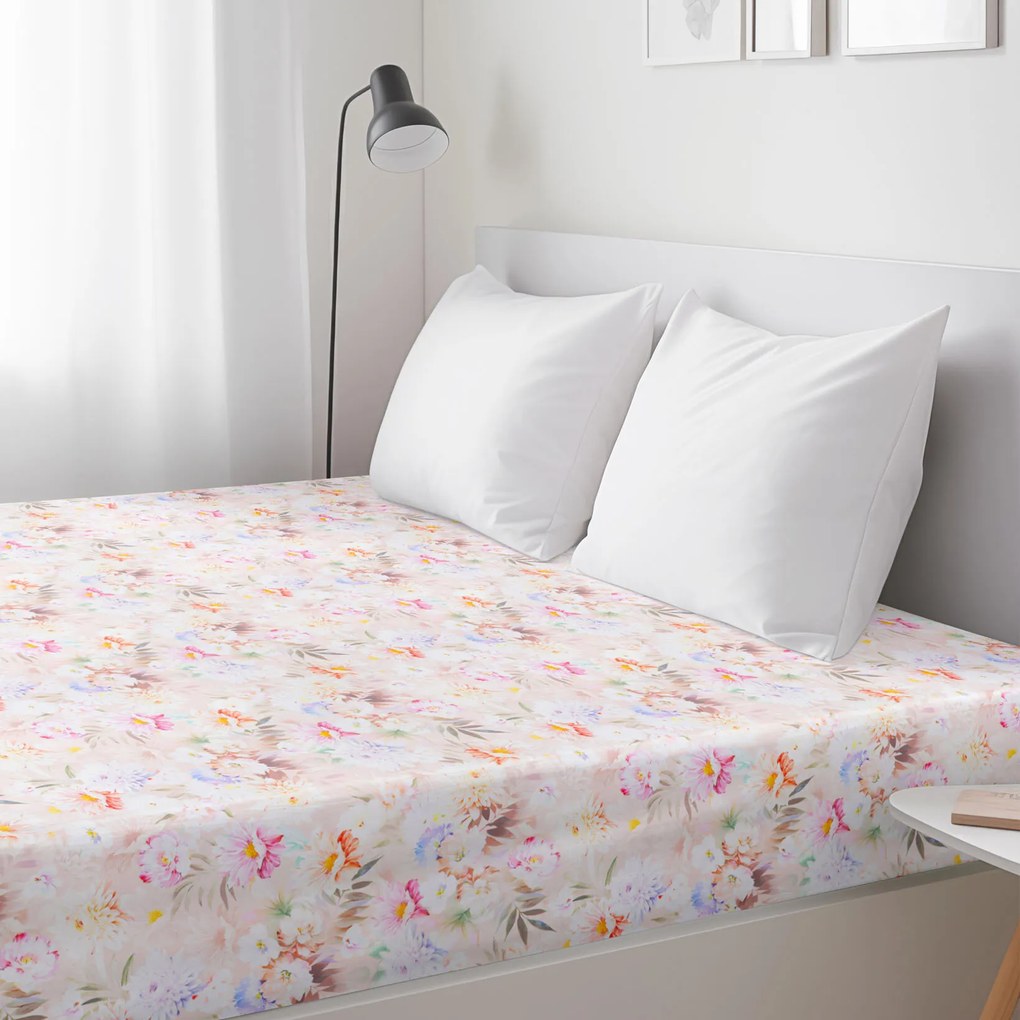 Goldea bavlnená napínacia plachta deluxe - divoké kvety 80 x 200 cm