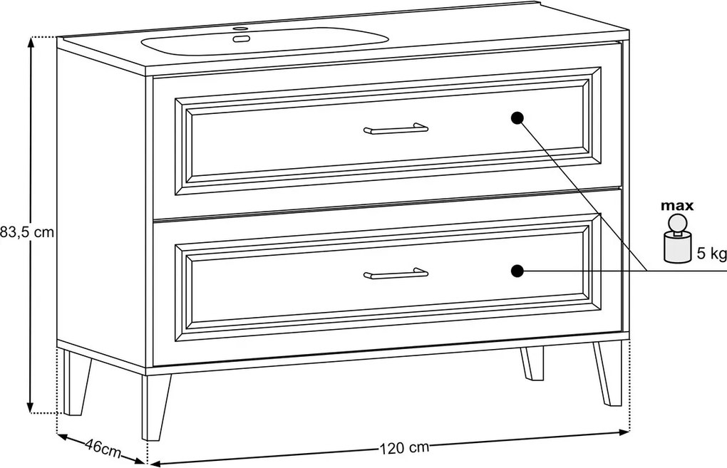 Koupelnová skříňka Dorothy Go2 se zápustným umyvadlem 120 cm dub ristretto