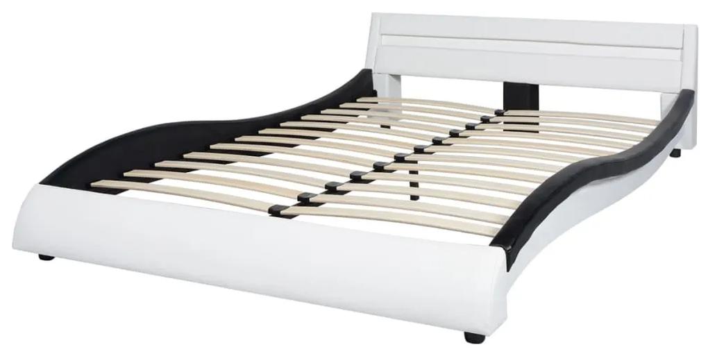 vidaXL Rám postele s LED svetlom, 140x200 cm, umelá koža, čierna a biela