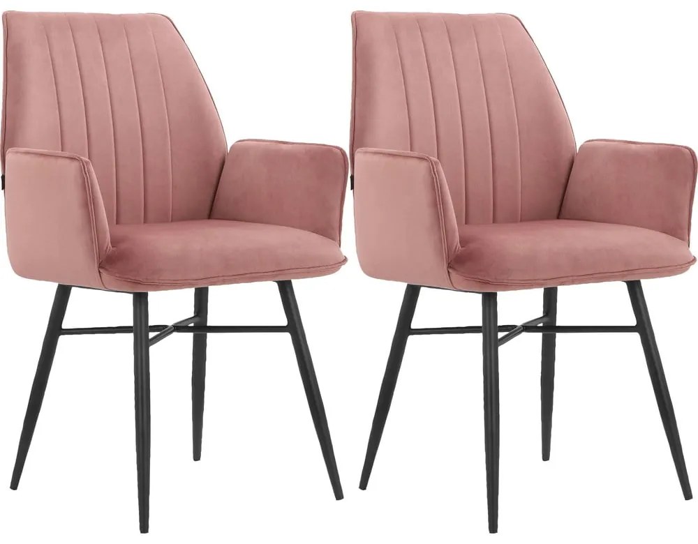 Svetloružové čalúnené jedálenské kreslá v súprave 2 ks Anzo – Støraa