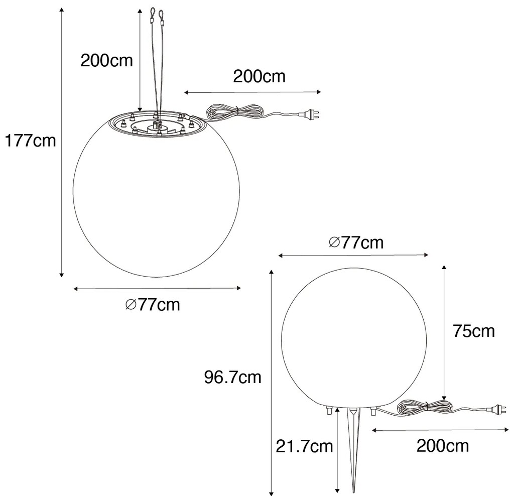 Inteligentná vonkajšia lampa biela 77 cm IP65 vrátane WiFi A60 - Nura
